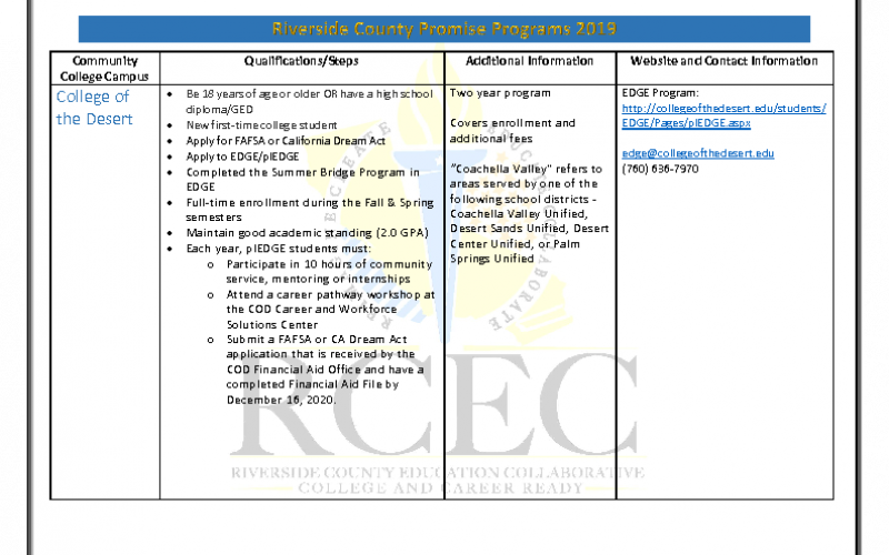 Riverside County Promise Programs 2019