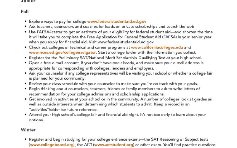 Junior Financial Aid Checklist