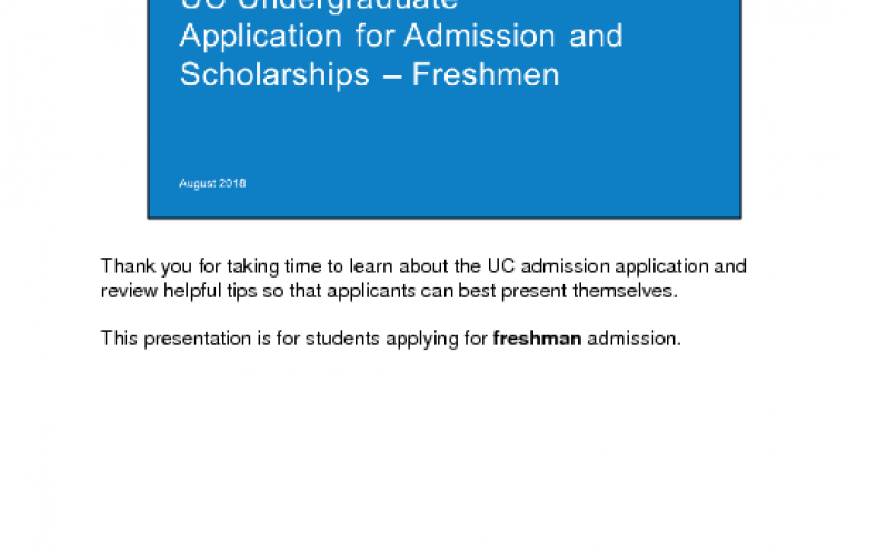 Presenting Yourself - UC Application Freshman